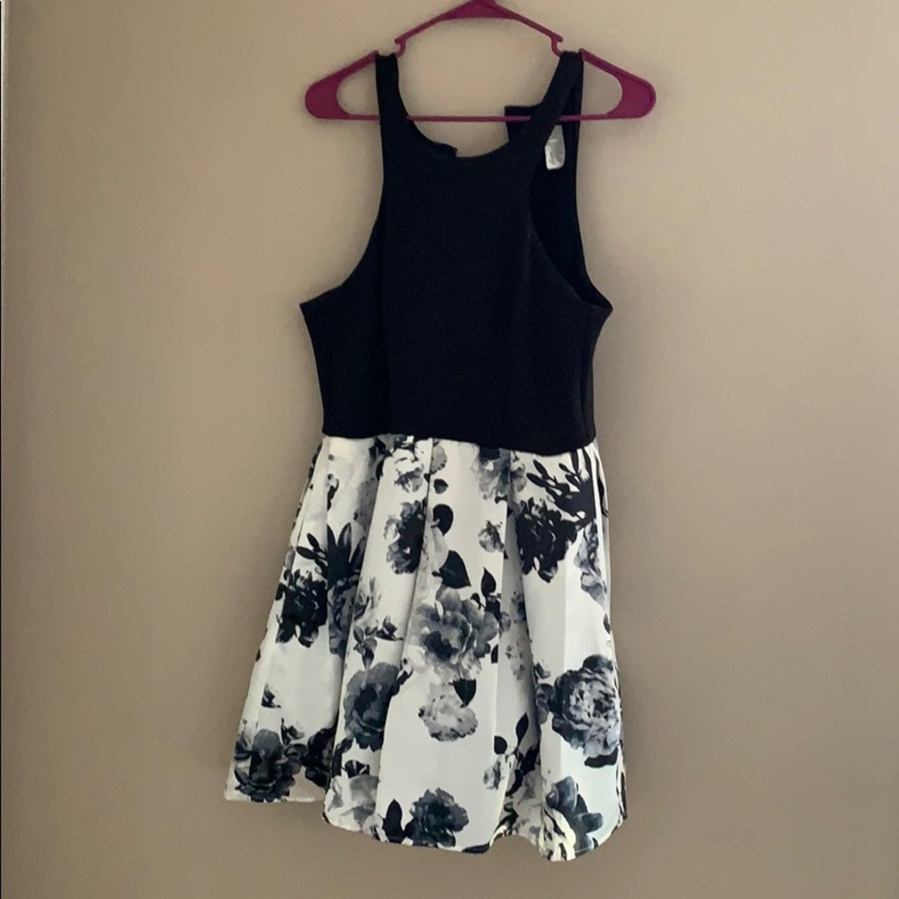 Black and White Floral Formal Dress